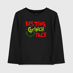Лонгслив хлопковый детский Resting Grinch Face Новогодний, цвет: черный