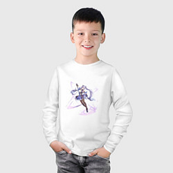 Лонгслив хлопковый детский Кэ Цин в бою, цвет: белый — фото 2