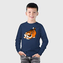 Лонгслив хлопковый детский Милый тигренок cute tiger, цвет: тёмно-синий — фото 2