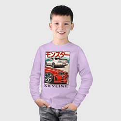 Лонгслив хлопковый детский Nissan Skyline Ниссан Скайлайн, цвет: лаванда — фото 2