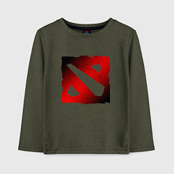 Лонгслив хлопковый детский ЧЁРНО КРАСНОЕ ЛОГО ДОТА 2 DOTA 2 LOGO, цвет: меланж-хаки