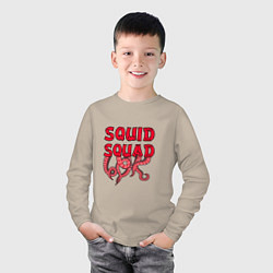Лонгслив хлопковый детский Squid Squad, цвет: миндальный — фото 2