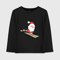 Лонгслив хлопковый детский Дед Мороз на лыжах, цвет: черный