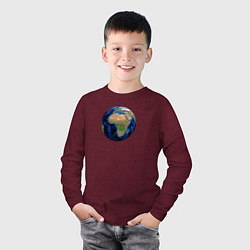 Лонгслив хлопковый детский Планета солнечной системы земля, цвет: меланж-бордовый — фото 2
