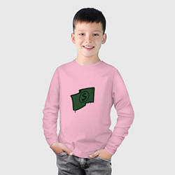 Лонгслив хлопковый детский Граффити доллар, цвет: светло-розовый — фото 2