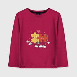 Лонгслив хлопковый детский Влюбленная пара - пазлы, цвет: маджента