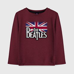 Лонгслив хлопковый детский The Beatles Great Britain Битлз, цвет: меланж-бордовый