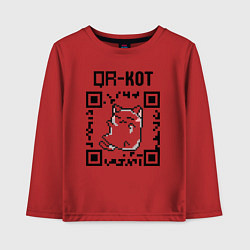 Лонгслив хлопковый детский QR кот QR code, цвет: красный