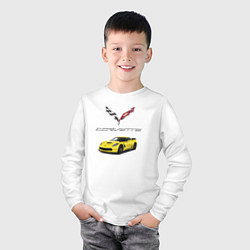 Лонгслив хлопковый детский Chevrolet Corvette motorsport, цвет: белый — фото 2