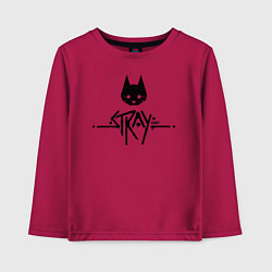 Лонгслив хлопковый детский Stray: Black Logo, цвет: маджента