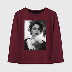 Лонгслив хлопковый детский Timothee Chalamet с розами, цвет: меланж-бордовый