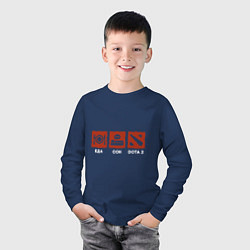 Лонгслив хлопковый детский Еда, сон, дота2, цвет: тёмно-синий — фото 2