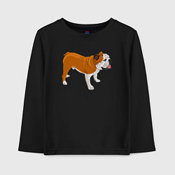 Лонгслив хлопковый детский Английский бульдог рисунок собаки, цвет: черный
