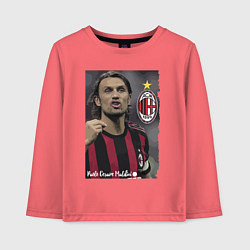 Лонгслив хлопковый детский Paolo Cesare Maldini - Milan, captain, цвет: коралловый