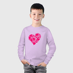 Лонгслив хлопковый детский Сердца любовь, цвет: лаванда — фото 2