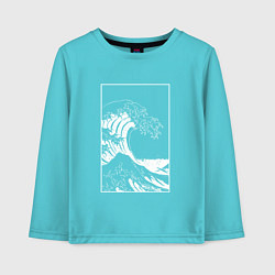 Лонгслив хлопковый детский Japan waves Японская волна, цвет: бирюзовый