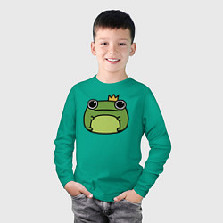 Лонгслив хлопковый детский Frog Lucky король, цвет: зеленый — фото 2