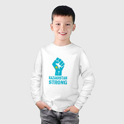 Лонгслив хлопковый детский Казахстан - Сила, цвет: белый — фото 2
