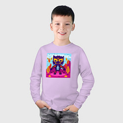 Лонгслив хлопковый детский Кот инопланетянин, цвет: лаванда — фото 2