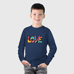 Лонгслив хлопковый детский Love pop-art, цвет: тёмно-синий — фото 2