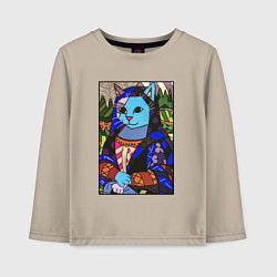 Лонгслив хлопковый детский Ромеро Бритто Mona Cat, цвет: миндальный