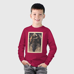 Лонгслив хлопковый детский Sova арт, цвет: маджента — фото 2