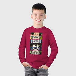Лонгслив хлопковый детский Чнерный Клевер Black Clover, персонажи, цвет: маджента — фото 2