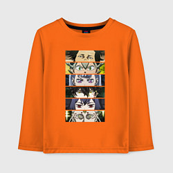 Лонгслив хлопковый детский Чнерный Клевер Black Clover, персонажи, цвет: оранжевый