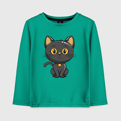 Лонгслив хлопковый детский Черный маленький котенок, цвет: зеленый