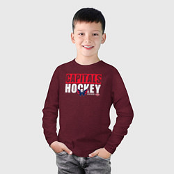 Лонгслив хлопковый детский Вашингтон Кэпиталз НХЛ, цвет: меланж-бордовый — фото 2