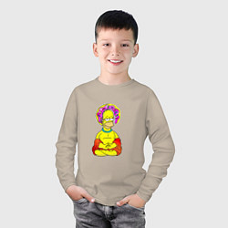 Лонгслив хлопковый детский Гомер - бог пончиков, цвет: миндальный — фото 2