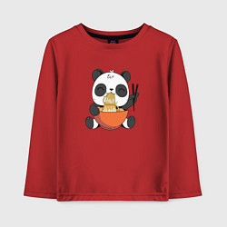 Лонгслив хлопковый детский Cute Panda Eating Ramen, цвет: красный