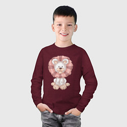 Лонгслив хлопковый детский Львенок - детский рисунок, цвет: меланж-бордовый — фото 2