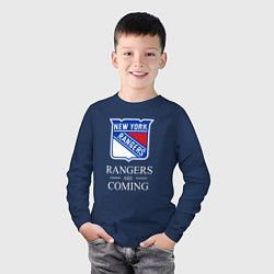 Лонгслив хлопковый детский Rangers are coming, Нью Йорк Рейнджерс, New York R, цвет: тёмно-синий — фото 2