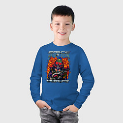 Лонгслив хлопковый детский Воин инопланетянин, цвет: синий — фото 2