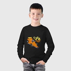 Лонгслив хлопковый детский Заяц на морквобиле, цвет: черный — фото 2