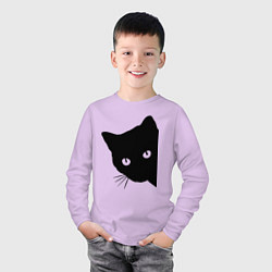 Лонгслив хлопковый детский Всё тот же чёрный котяра!, цвет: лаванда — фото 2