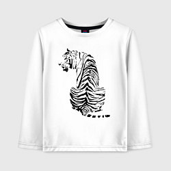Лонгслив хлопковый детский Тигр со спины, цвет: белый