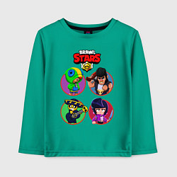 Лонгслив хлопковый детский Персонажи Бравл Старс Brawl Stars heroes, цвет: зеленый