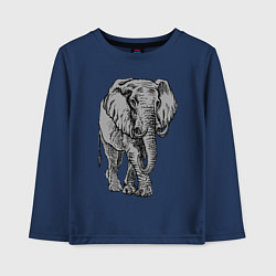 Лонгслив хлопковый детский Огромный могучий слон, цвет: тёмно-синий
