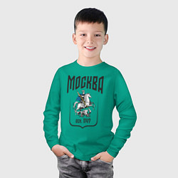 Лонгслив хлопковый детский Москва всадник, цвет: зеленый — фото 2