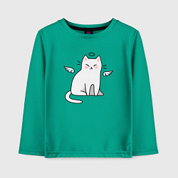 Лонгслив хлопковый детский КОТИК АНГЕЛ CAT ANGEL, цвет: зеленый