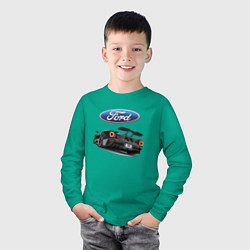 Лонгслив хлопковый детский Ford Performance Motorsport, цвет: зеленый — фото 2