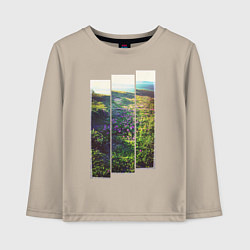 Лонгслив хлопковый детский Тропа с цветами к морю, цвет: миндальный