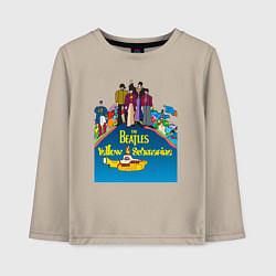 Лонгслив хлопковый детский The Beatles on a Yellow Submarine, цвет: миндальный