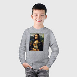 Лонгслив хлопковый детский Shiba Inu Mona Lisa, цвет: меланж — фото 2