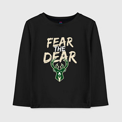Лонгслив хлопковый детский Milwaukee Bucks Fear the dear Милуоки Бакс, цвет: черный