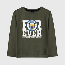 Лонгслив хлопковый детский Manchester City FOREVER NOT JUST WHEN WE WIN Манче, цвет: меланж-хаки