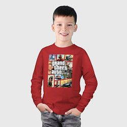 Лонгслив хлопковый детский GTA V Logos, цвет: красный — фото 2