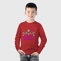 Лонгслив хлопковый детский Volleyball - Girl, цвет: красный — фото 2